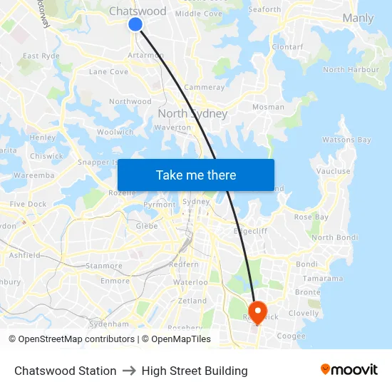 Chatswood Station to High Street Building map