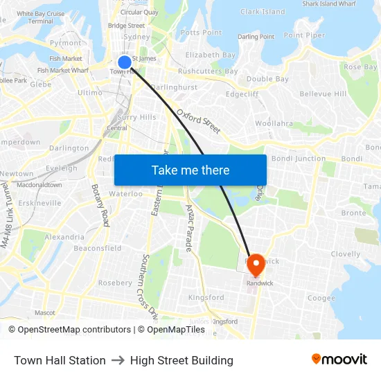 Town Hall Station to High Street Building map