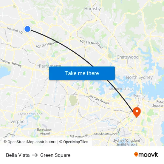 Bella Vista to Green Square map
