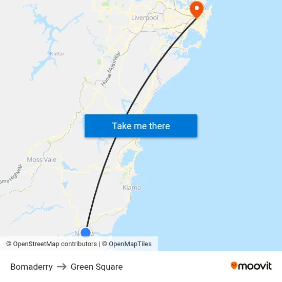 Bomaderry to Green Square map