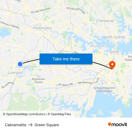 Cabramatta to Green Square map