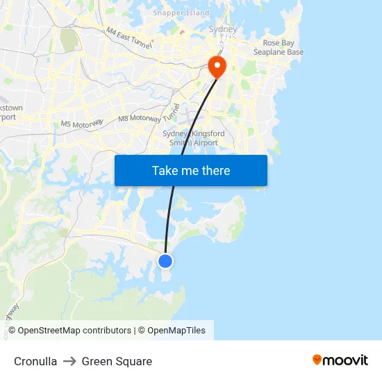 Cronulla to Green Square map