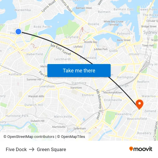 Five Dock to Green Square map