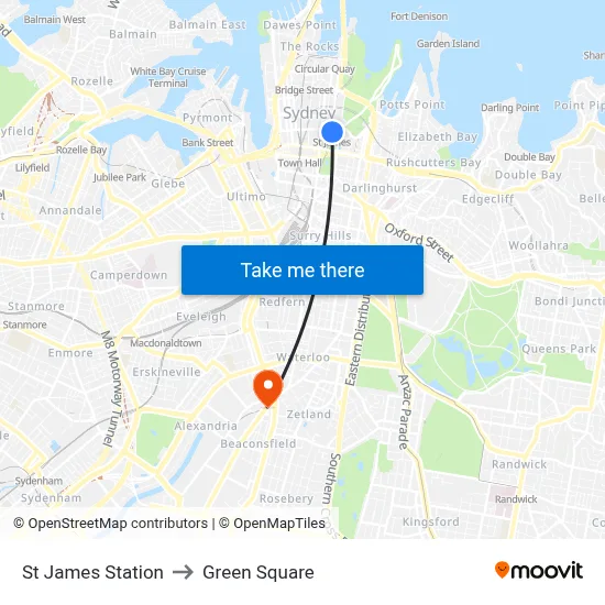 St James Station to Green Square map