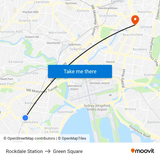 Rockdale Station to Green Square map