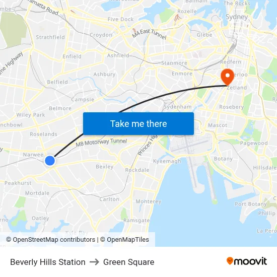 Beverly Hills Station to Green Square map