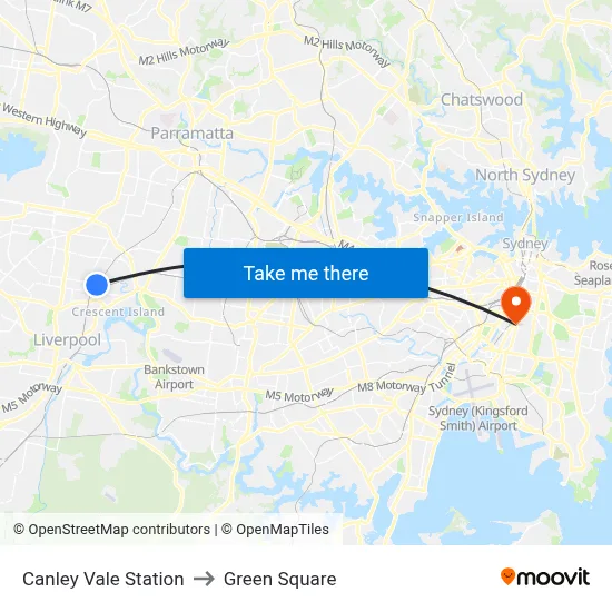 Canley Vale Station to Green Square map