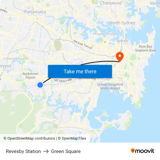 Revesby Station to Green Square map