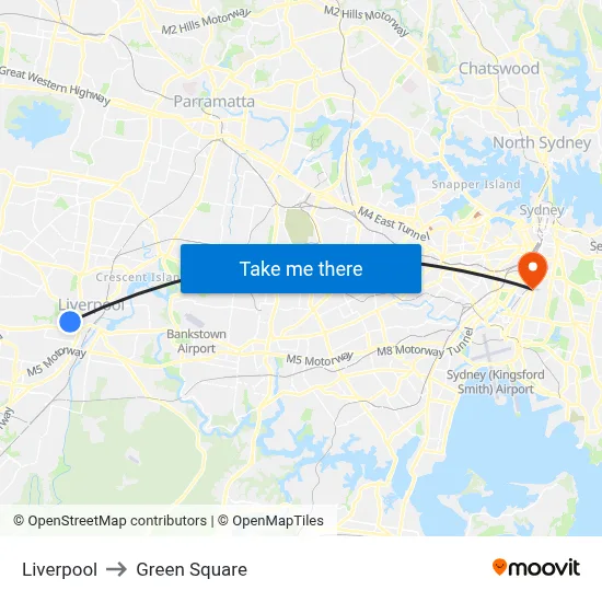 Liverpool to Green Square map