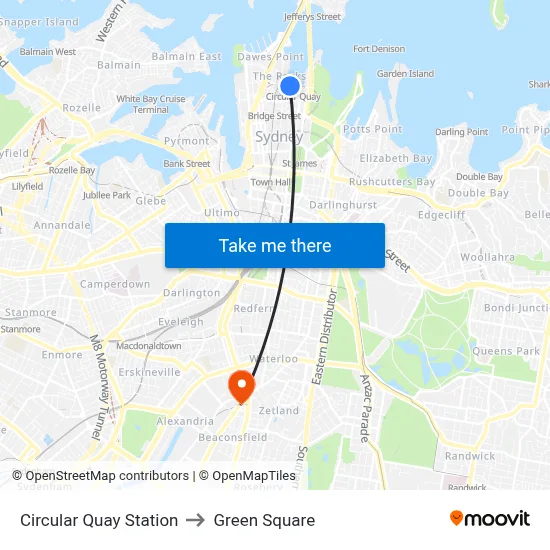 Circular Quay Station to Green Square map