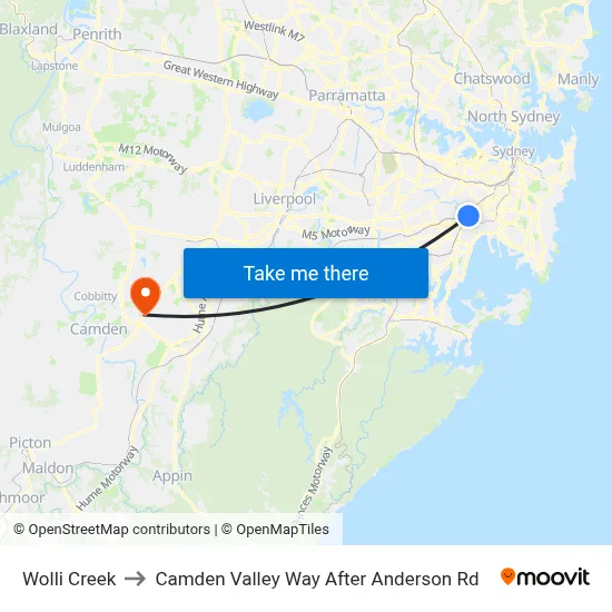 Wolli Creek to Camden Valley Way After Anderson Rd map