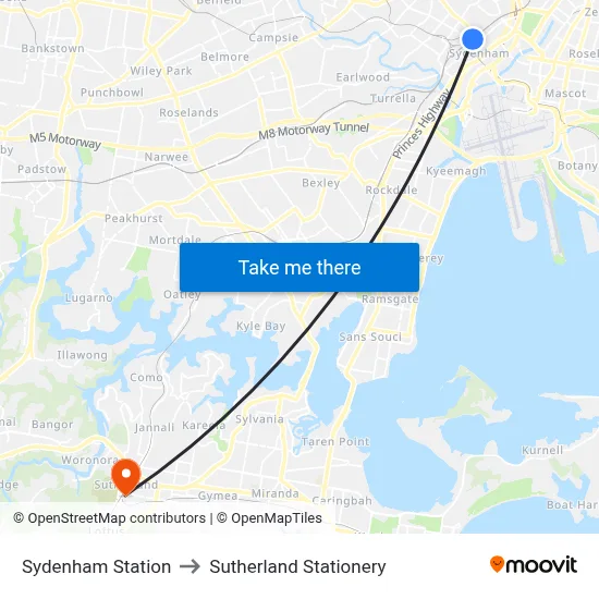 Sydenham Station to Sutherland Stationery map