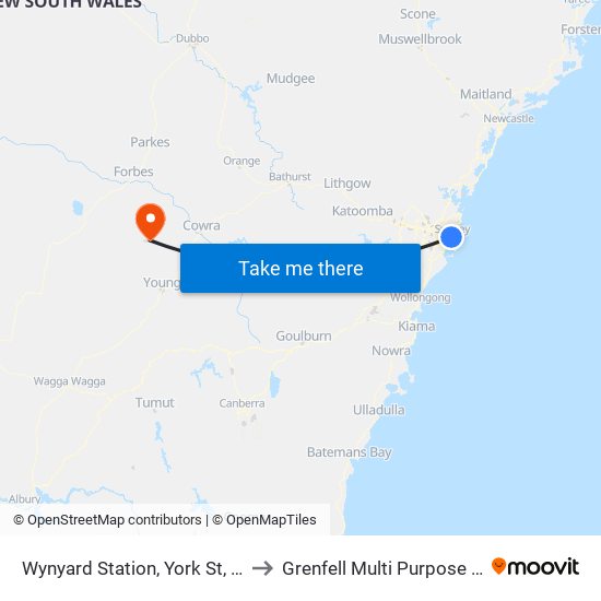 Wynyard Station, York St, Stand G to Grenfell Multi Purpose Service map