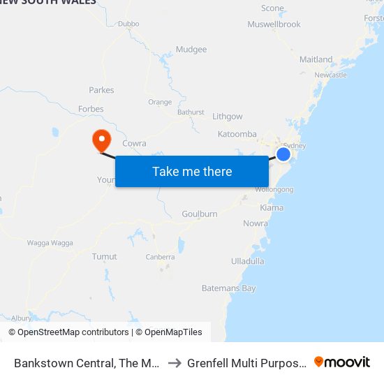 Bankstown Central, The Mall, Stand C to Grenfell Multi Purpose Service map