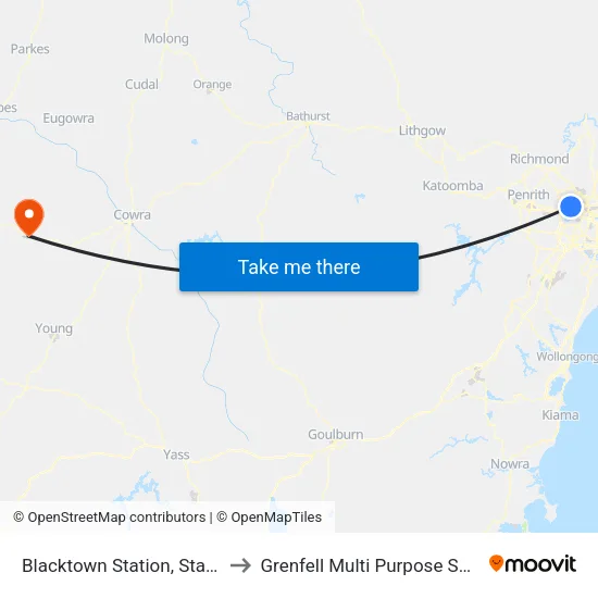 Blacktown Station, Stand M to Grenfell Multi Purpose Service map