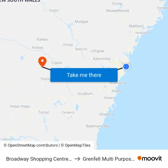 Broadway Shopping Centre, Broadway to Grenfell Multi Purpose Service map