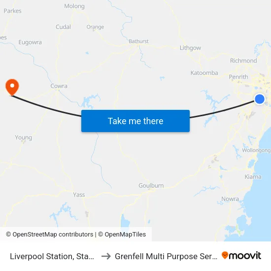 Liverpool Station, Stand C to Grenfell Multi Purpose Service map