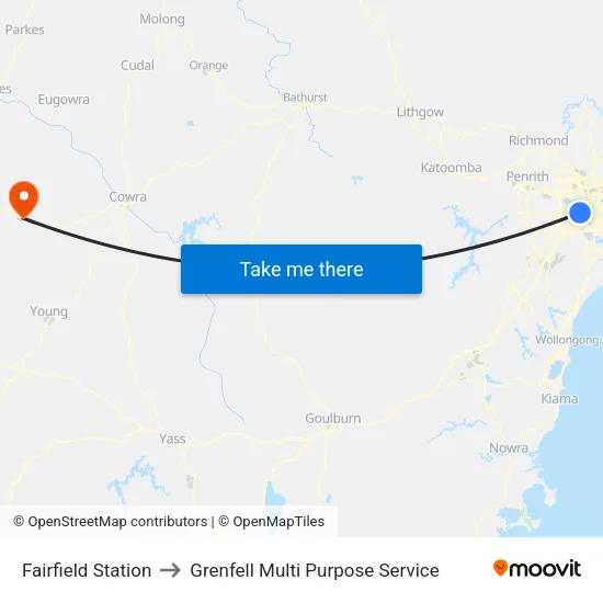 Fairfield Station to Grenfell Multi Purpose Service map