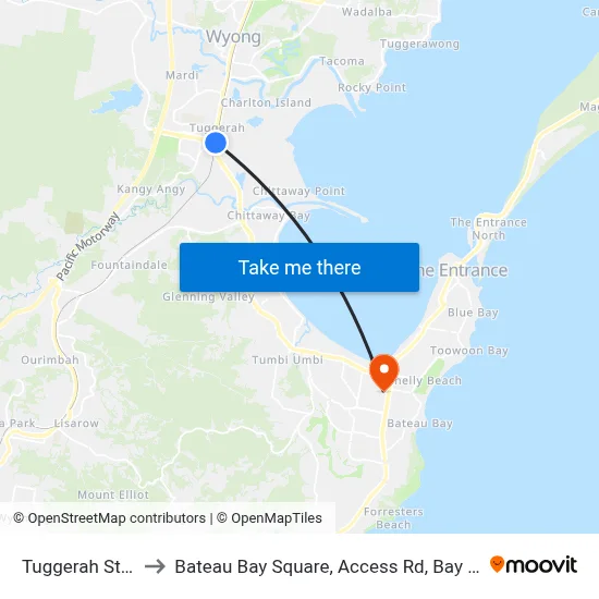 Tuggerah Station to Bateau Bay Square, Access Rd, Bay Village Rd map
