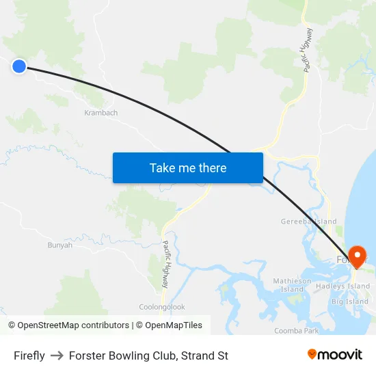 Firefly to Forster Bowling Club, Strand St map
