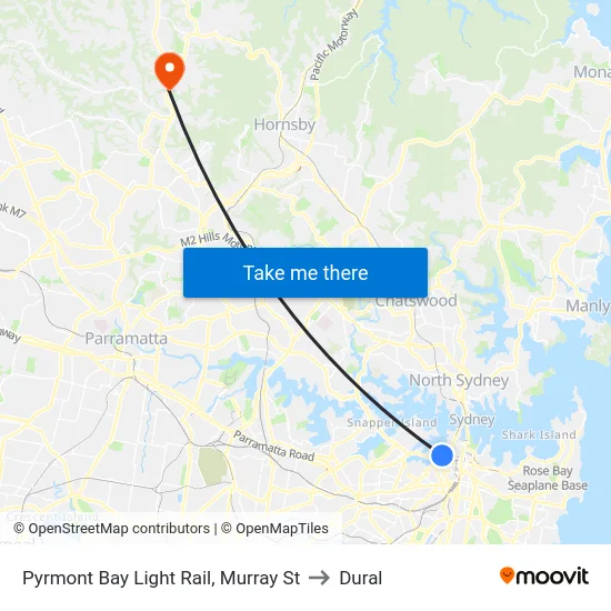 Pyrmont Bay Light Rail, Murray St to Dural map