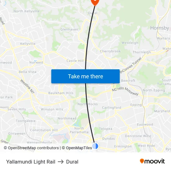 Yallamundi Light Rail to Dural map