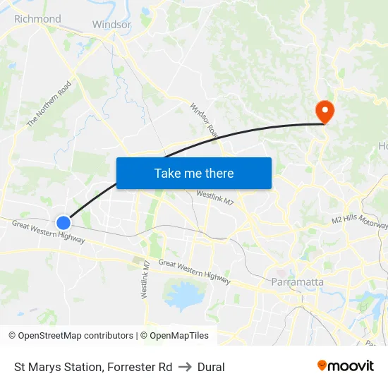 St Marys Station, Forrester Rd to Dural map