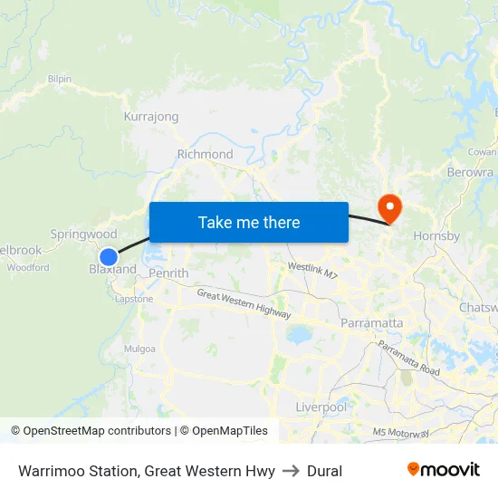 Warrimoo Station, Great Western Hwy to Dural map
