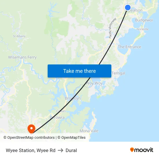 Wyee Station, Wyee Rd to Dural map