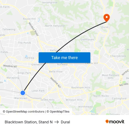 Blacktown Station, Stand N to Dural map