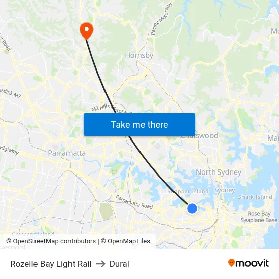 Rozelle Bay Light Rail to Dural map