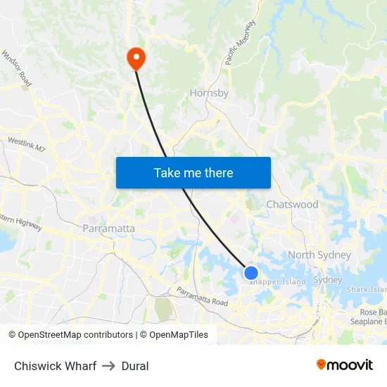 Chiswick Wharf to Dural map