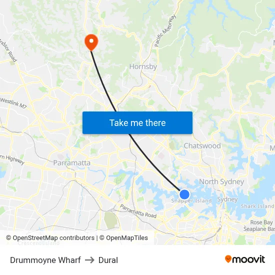 Drummoyne Wharf to Dural map