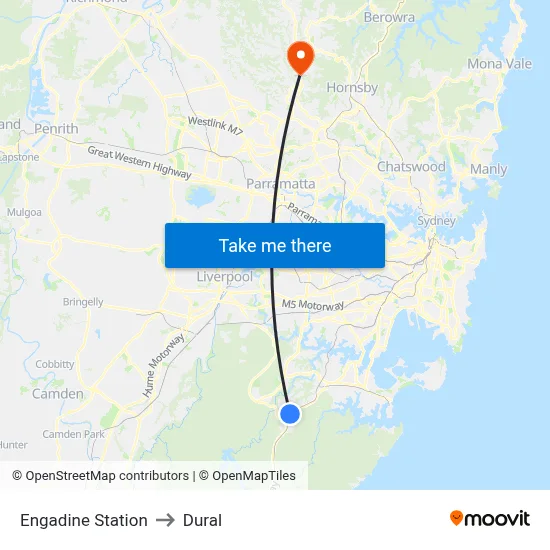 Engadine Station to Dural map