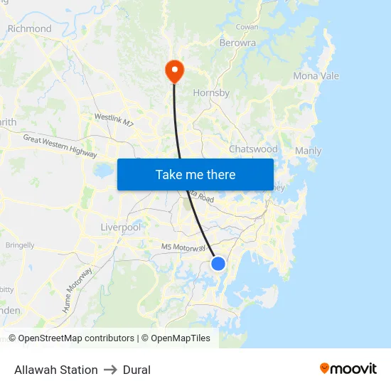 Allawah Station to Dural map