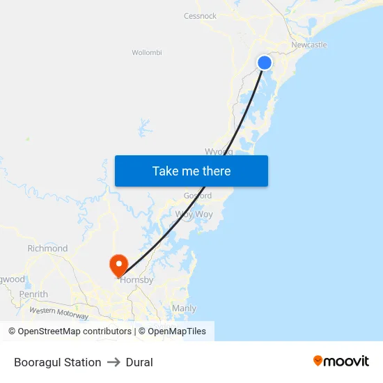 Booragul Station to Dural map