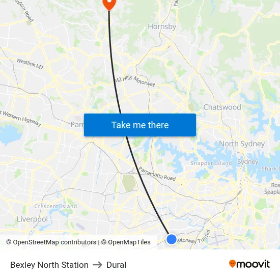 Bexley North Station to Dural map