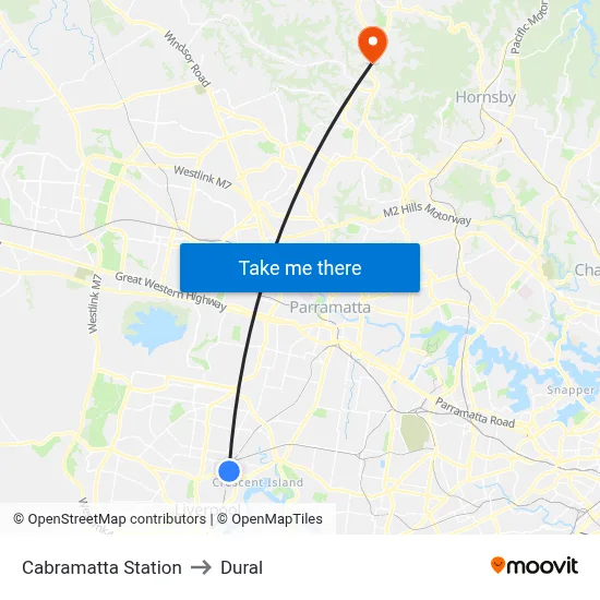 Cabramatta Station to Dural map