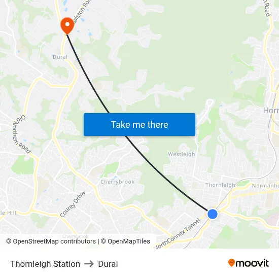Thornleigh Station to Dural map