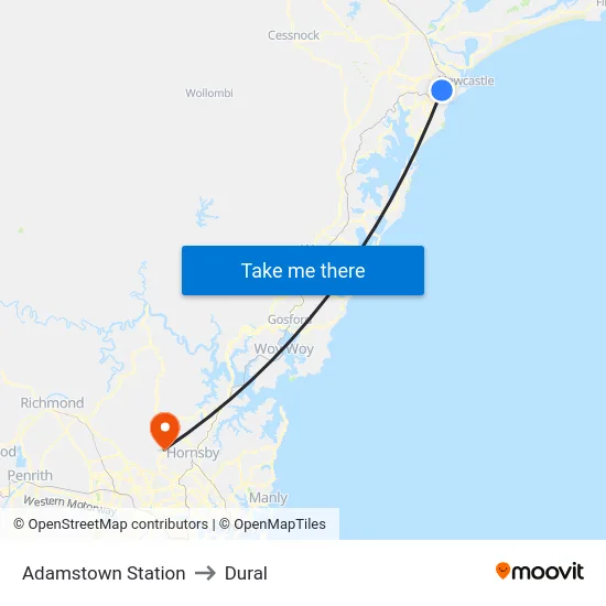 Adamstown Station to Dural map