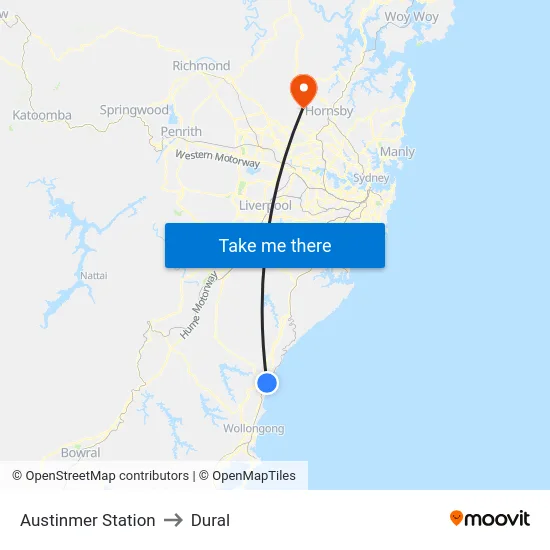 Austinmer Station to Dural map