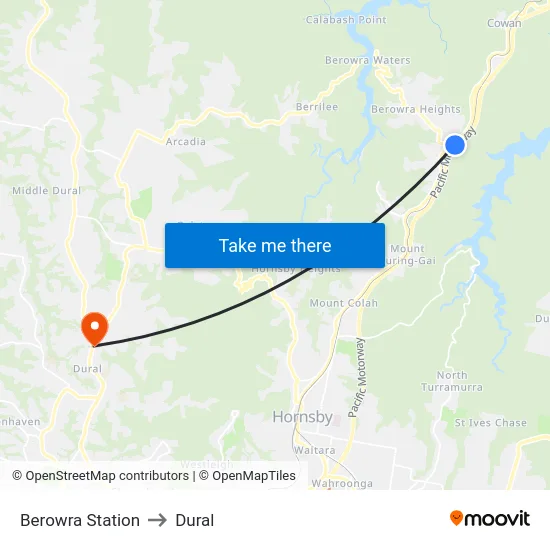 Berowra Station to Dural map