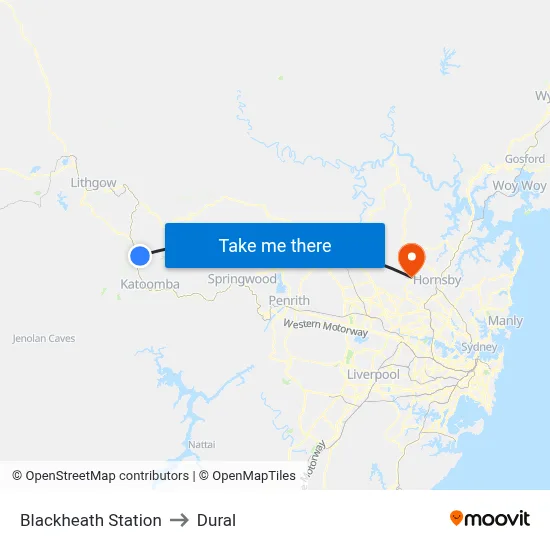Blackheath Station to Dural map