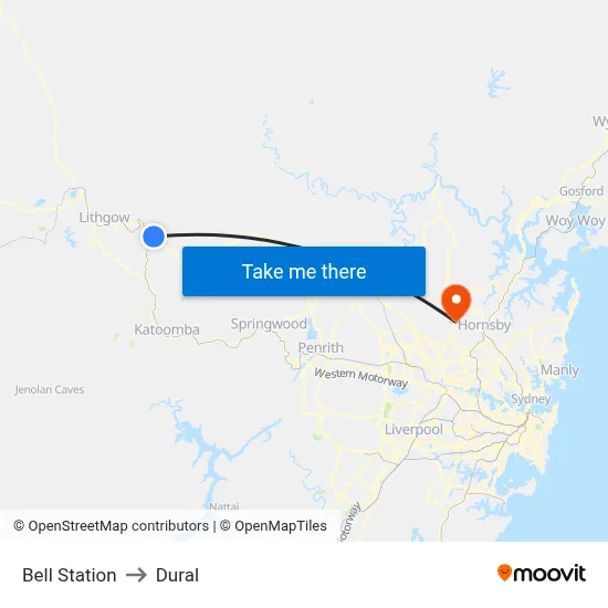 Bell Station to Dural map
