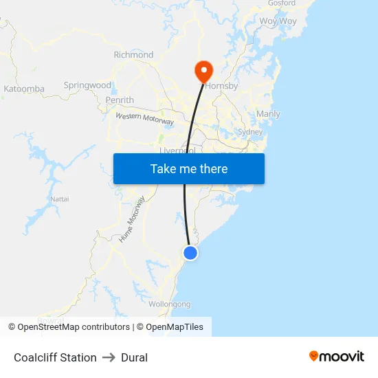 Coalcliff Station to Dural map