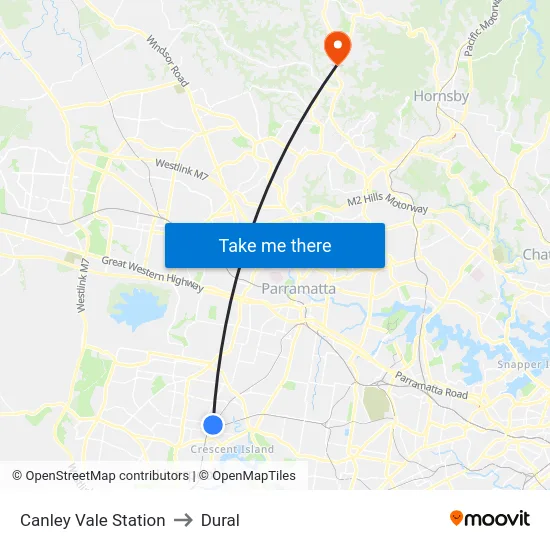 Canley Vale Station to Dural map