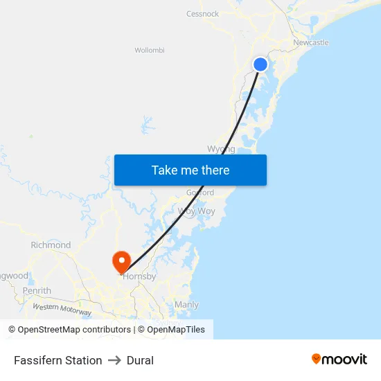 Fassifern Station to Dural map