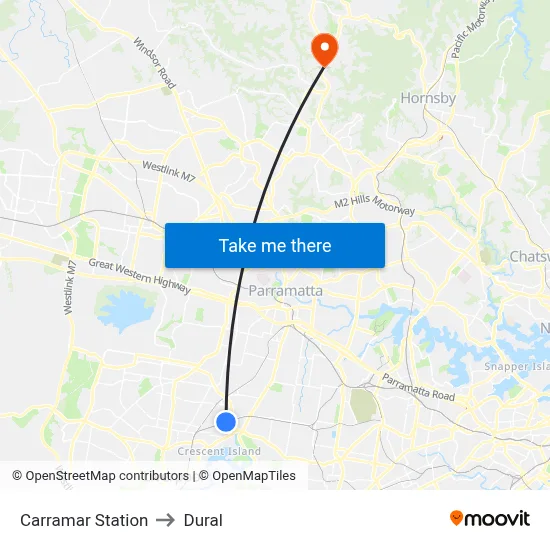 Carramar Station to Dural map