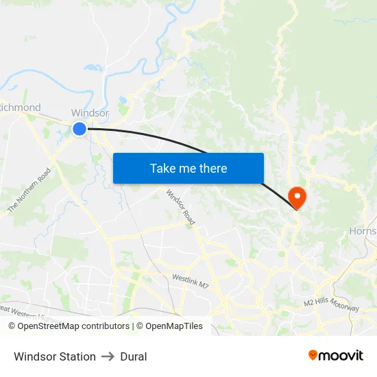 Windsor Station to Dural map