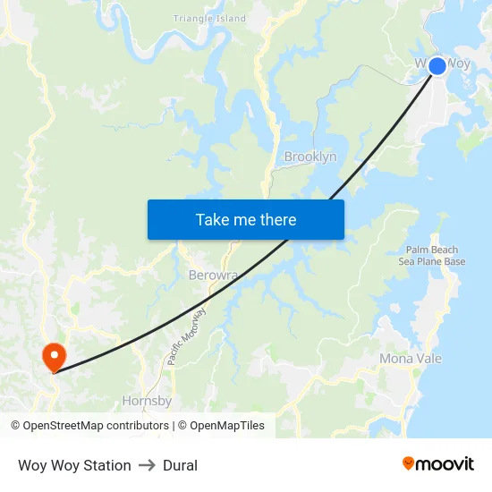 Woy Woy Station to Dural map
